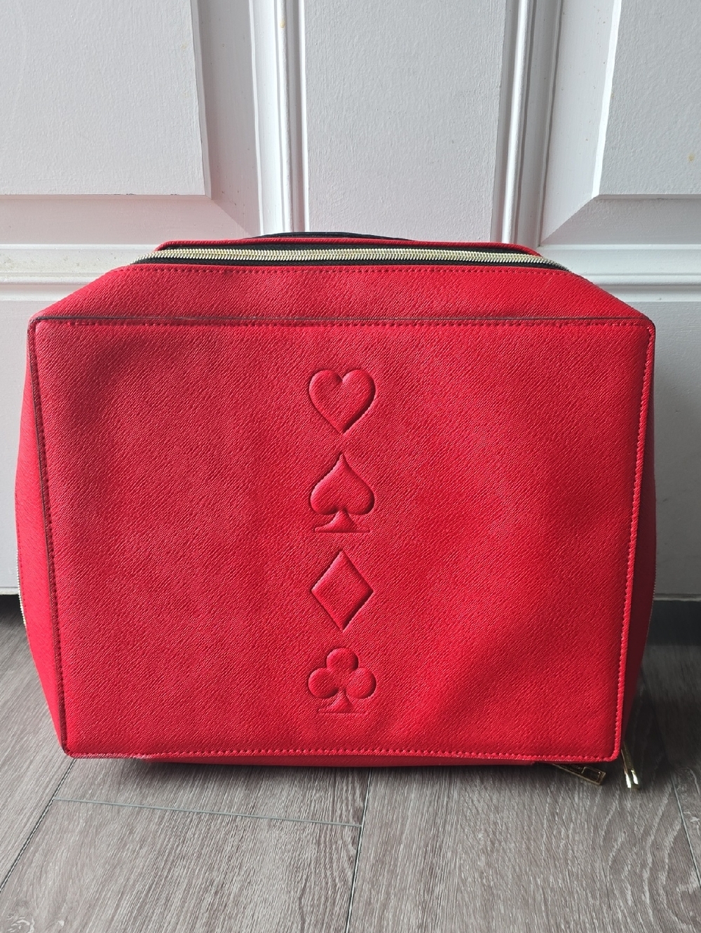 Estée Lauder Red Cosmetic Case Playing Card Red Embossed Card Suit Tote Bag